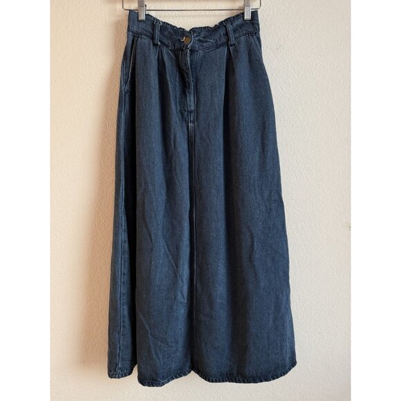 YFB Young Fabulous & Broke Wide-Leg High Rise Elastic Waist Jeans Skirt Sz S Y2K - Picture 3 of 13